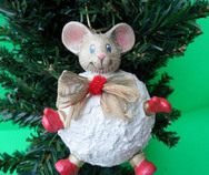 ceramic painted mouse snow ball ornament