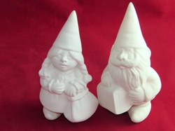 Ceramic unpainted Gnome Bride and Groom Set